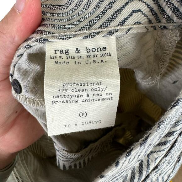 Rag & Bone Metallic Zebra Print Mid Rise Skinny Jeans Denim Legging Pants - Picture 8 of 9